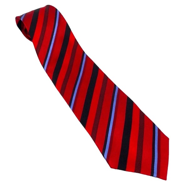 Croft & Barrows 💯% Silk Red, Black, & Blue Tie - Picture 1 of 5